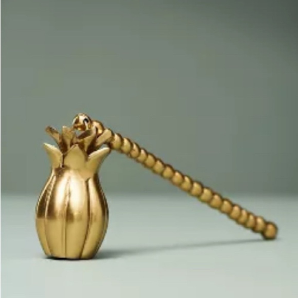 Anthropologie Cara Pineapple Candle Snuffer Gold Heavy New With Tags